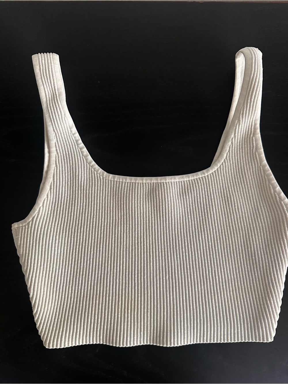 Aritzia Ribbed Square Neck Crop Tank Top - Cream